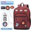 imageSwissdigital Design Cool Backpack Stylish School Laptop Backpack with Fun Personalized Patches Fits 16 Inch Notebook Travel Bag Pefect for Boys ampamp Girls Pale Pink BERIKON  Includes 3 PatchesBurgundy