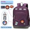 imageSwissdigital Design Cool Backpack Stylish School Laptop Backpack with Fun Personalized Patches Fits 16 Inch Notebook Travel Bag Pefect for Boys ampamp Girls Pale Pink BERIKON  Includes 3 PatchesDark Purple