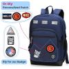 imageSwissdigital Design Cool Backpack Stylish School Laptop Backpack with Fun Personalized Patches Fits 16 Inch Notebook Travel Bag Pefect for Boys ampamp Girls Pale Pink BERIKON  Includes 3 PatchesDark Blue