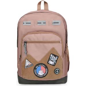 imageSwissdigital Design Cool Backpack Stylish School Laptop Backpack with Fun Personalized Patches Fits 16 Inch Notebook Travel Bag Pefect for Boys ampamp Girls Pale Pink BERIKON  Includes 3 PatchesMocha Brown