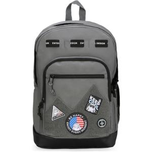 imageSwissdigital Design Cool Backpack Stylish School Laptop Backpack with Fun Personalized Patches Fits 16 Inch Notebook Travel Bag Pefect for Boys ampamp Girls Pale Pink BERIKON  Includes 3 PatchesDark Grey