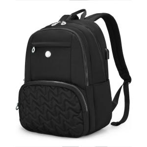 imageSwissdigital Design Travel Backpack for Women Teal Blue Simple Laptop College Modern Backpacks for School with USB Charging Port for Womens Girls  FOUNEXBlack