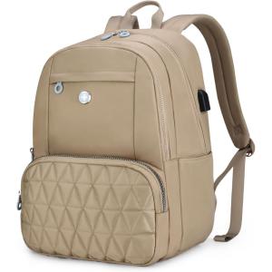 imageSwissdigital Design Travel Backpack for Women Teal Blue Simple Laptop College Modern Backpacks for School with USB Charging Port for Womens Girls  FOUNEXKhaki