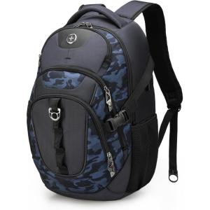imageSwissdigital Design Laptop Backpack with USB Charging Port Travel Backpack Fits 156 inches Computer 31L College School Backpack for Men BlueBlack  SD803Blue Camo