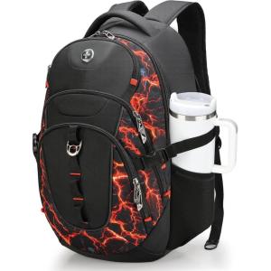 imageSwissdigital Design Laptop Backpack with USB Charging Port Travel Backpack Fits 156 inches Computer 31L College School Backpack for Men BlueBlack  SD803Flame Red
