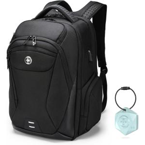 imageSwissdigital Design Men Laptop Backpack with Apple Find My Business Travel Backpack with USB Charging Port and RFID Protection Fits Laptops up to 156 Inch  SD1695BT01301Black