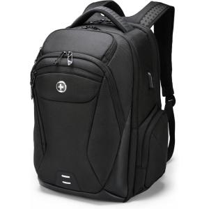 imageSwissdigital Design Mens Laptop Backpack for College and Business Travel with Integrated USB Charging Port and RFID Protection Fits Laptops up to 156 Inch Black  SD169501Black