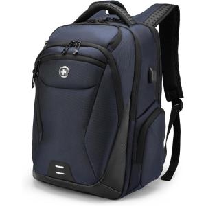 imageSwissdigital Design Mens Laptop Backpack for College and Business Travel with Integrated USB Charging Port and RFID Protection Fits Laptops up to 156 Inch Black  SD169501Blue