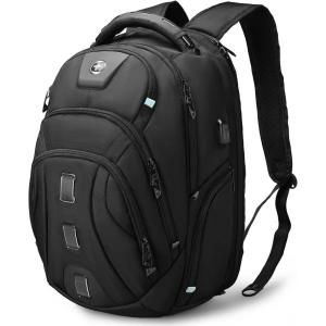 imageSwissdigital Design Tech Backpack for Men Compact Organized TSA Friendly with Apple Find My Network USB Charging RFID Protection for College and Business Fits 17 Laptops Black  SD1644FB0117Inch
